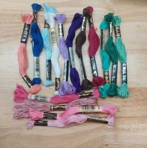 15 Pack Of Multicolored DMC 100% Cotton embroidery Thread